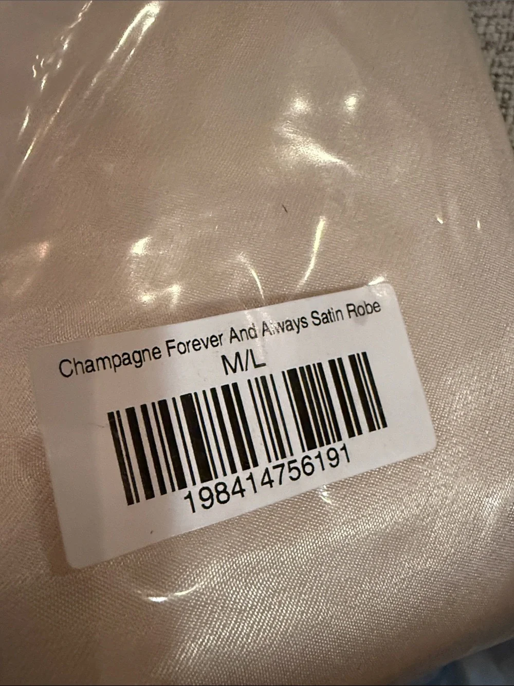 JLUXLABEL Forever & Always Satin Robe champagne Sz M/L